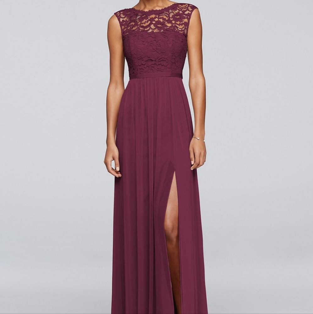 David's Bridal Bridesmaids Dress in Wine